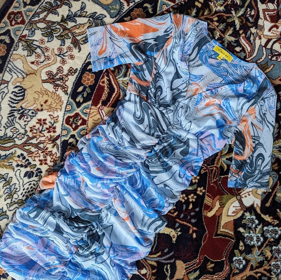 Short Sleeve Pull-On Mesh Dress - Picture 4 of 5